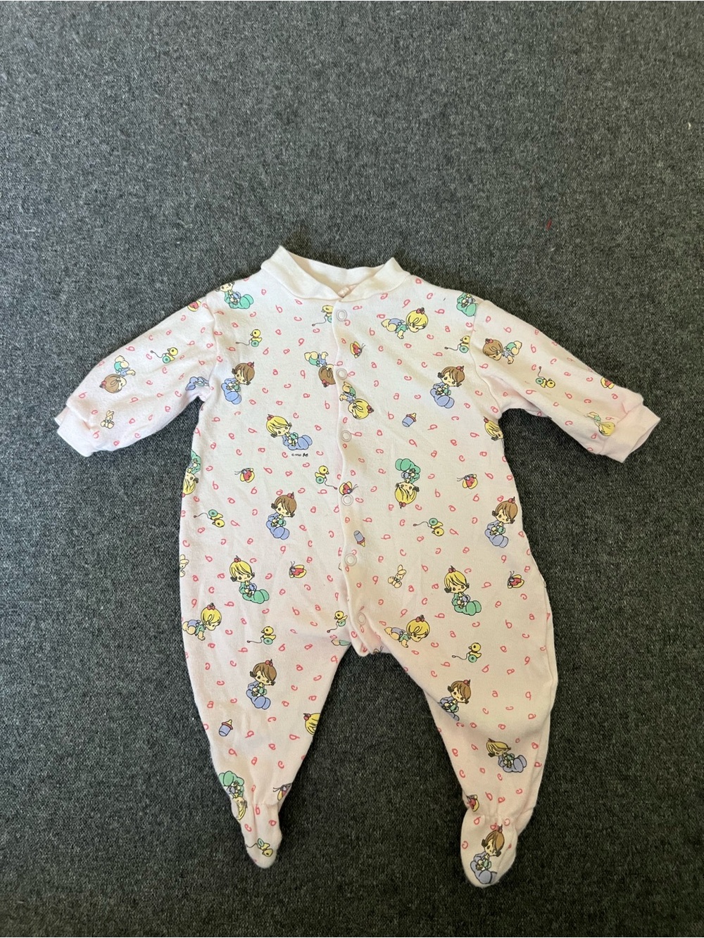 Vintage 2000 Precious Moments Baby Onesie Pink ABC Print Size 0-3 months